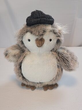 Levtex Grey and Cream Plush Penguin with Dark Hat